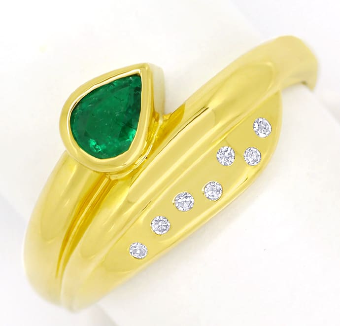 Foto 2 - Diamantring 0,3ct Spitzen Smaragd Tropfen und Diamanten, Q1424