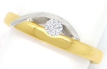 Foto 1 - Design-Ring mit 0,25ct Brillant 18K Gelbgold und Platin, S3596